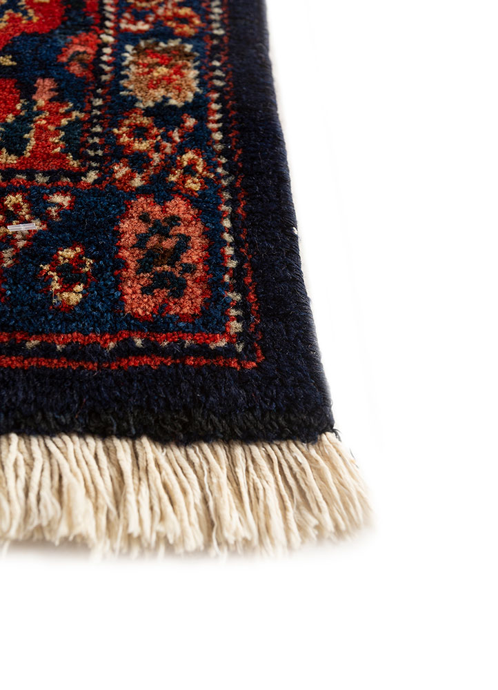 aalam blue wool hand knotted Rug - Corner