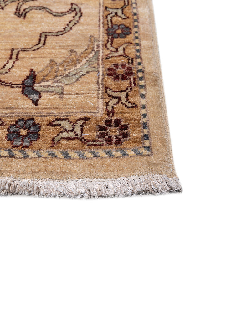 aalam red and orange wool hand knotted Rug - Corner