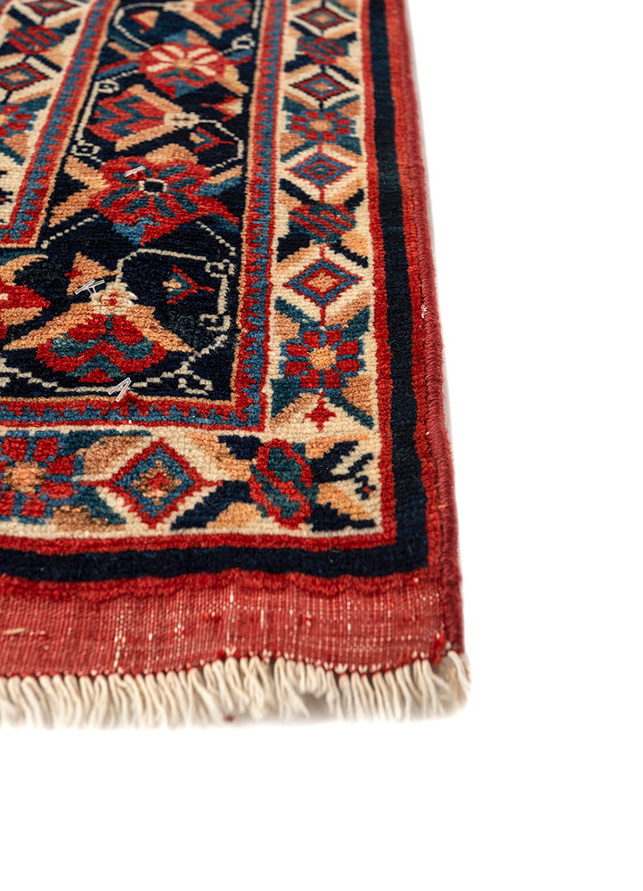 aalam blue wool hand knotted Rug - Corner
