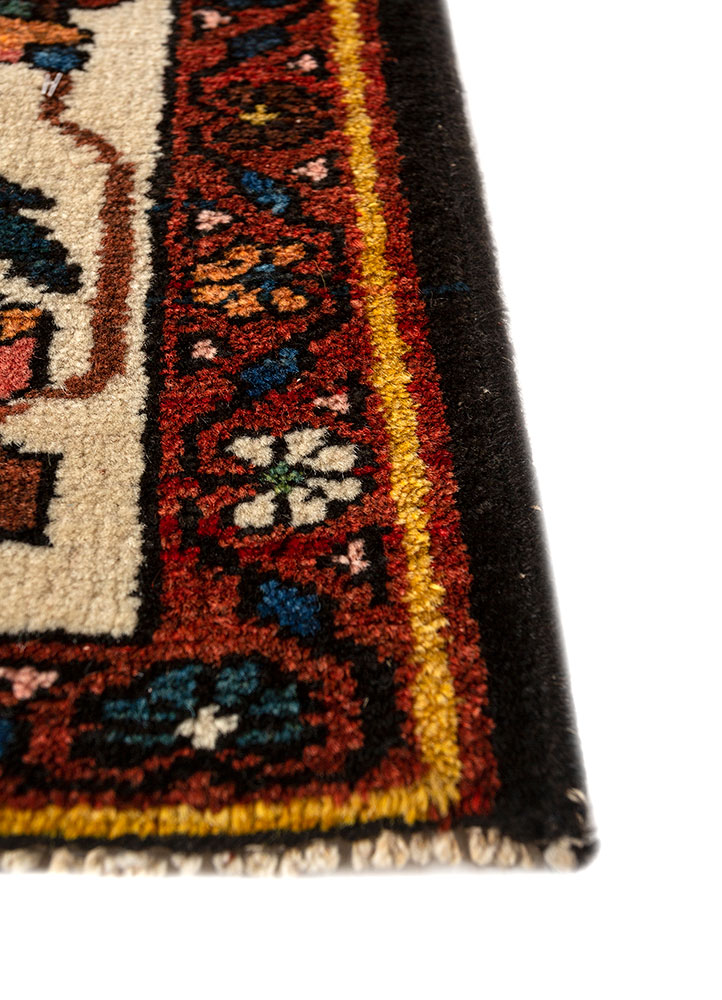 aalam red and orange wool hand knotted Rug - Corner