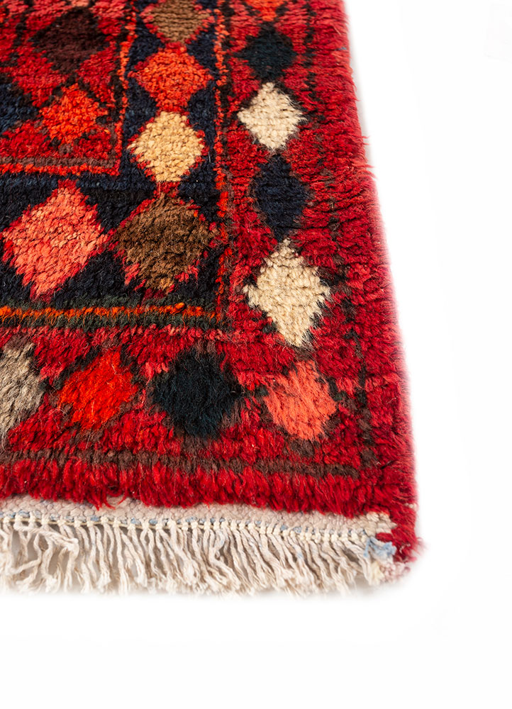 kiaan red and orange wool hand knotted Rug - Corner