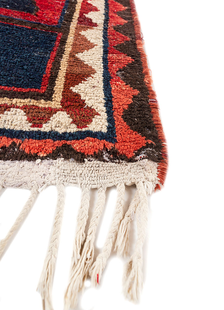 nuray red and orange wool hand knotted Rug - Corner