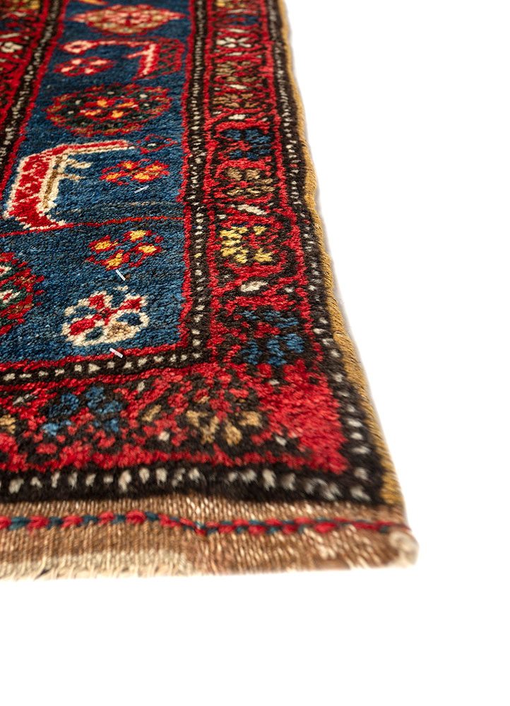 aalam blue wool hand knotted Rug - Corner