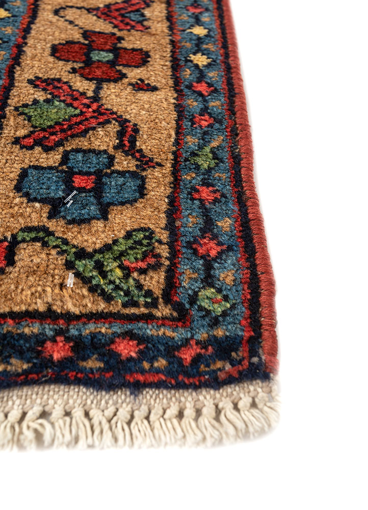 aalam blue wool hand knotted Rug - Corner