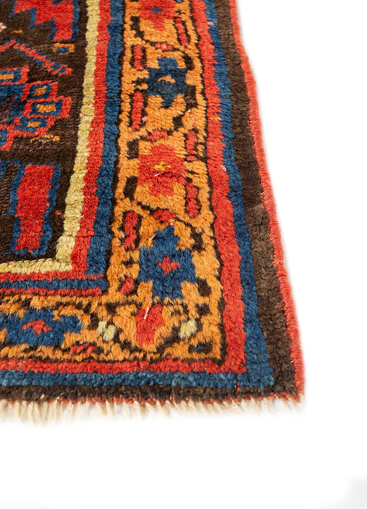 kiaan red and orange wool hand knotted Rug - Corner