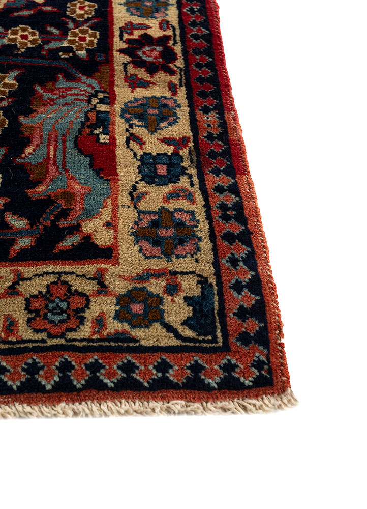 aalam red and orange wool hand knotted Rug - Corner