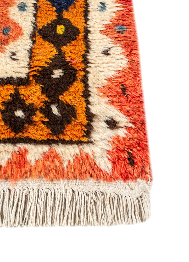 nuray blue wool hand knotted Rug - Corner