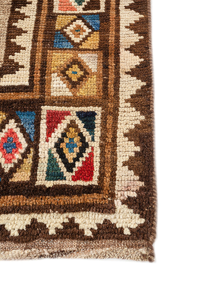 nuray beige and brown wool hand knotted Rug - Corner