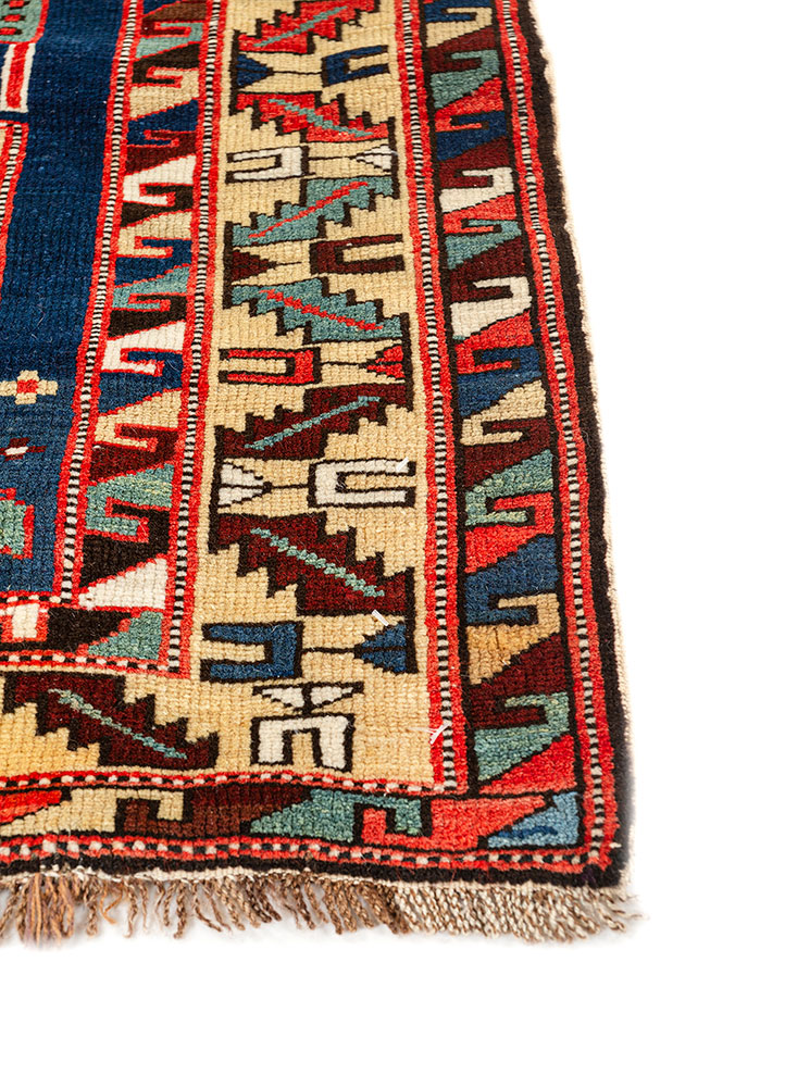 kiaan blue wool hand knotted Rug - Corner