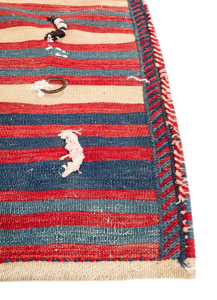 aalam red and orange wool hand knotted Rug - Corner