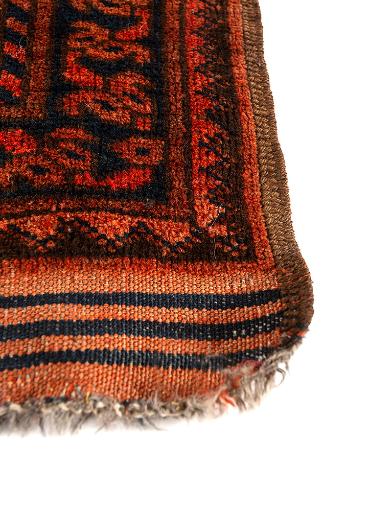 kiaan red and orange wool hand knotted Rug - Corner