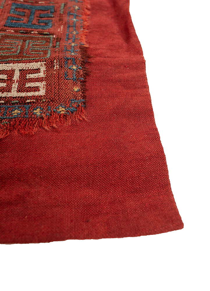 nayaab red and orange wool flat weaves Rug - Corner