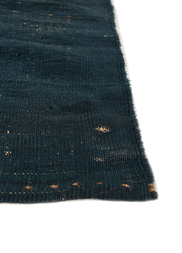nayaab blue wool flat weaves Rug - Corner