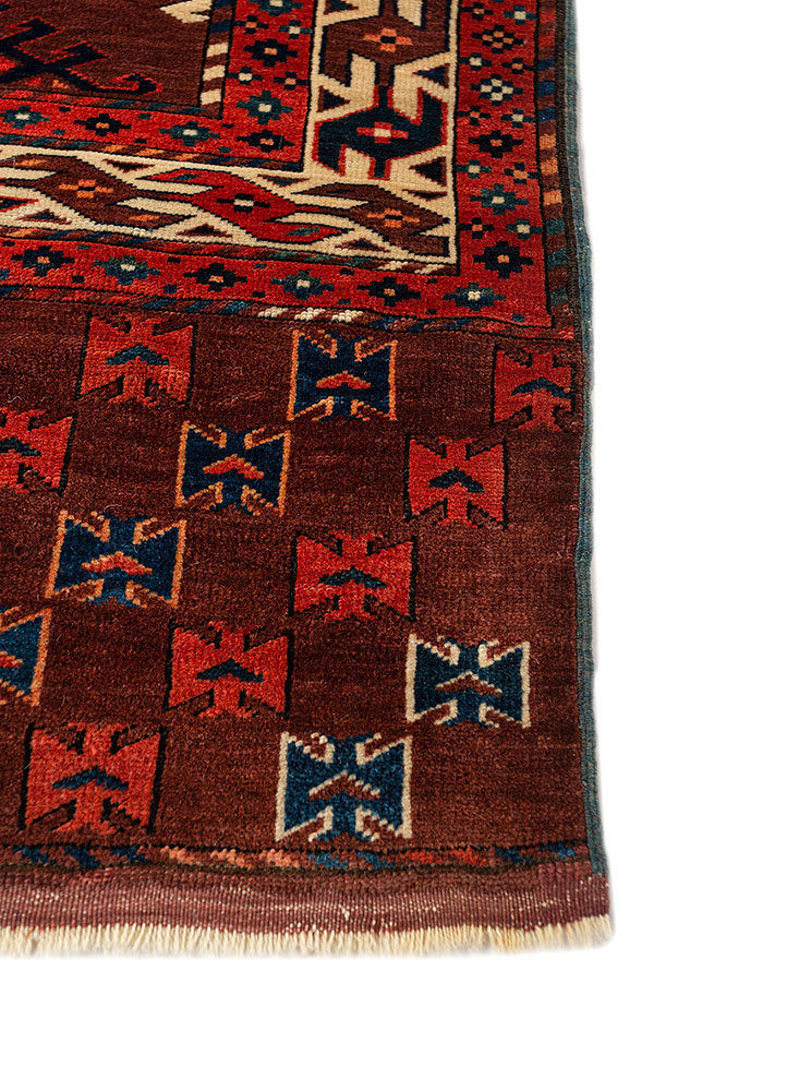 kiaan red and orange wool hand knotted Rug - Corner