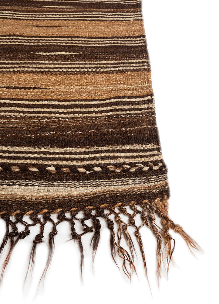 nayaab beige and brown jute and hemp flat weaves Rug - Corner