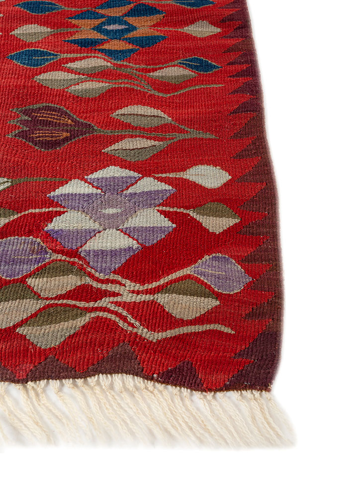 nayaab blue wool flat weaves Rug - Corner