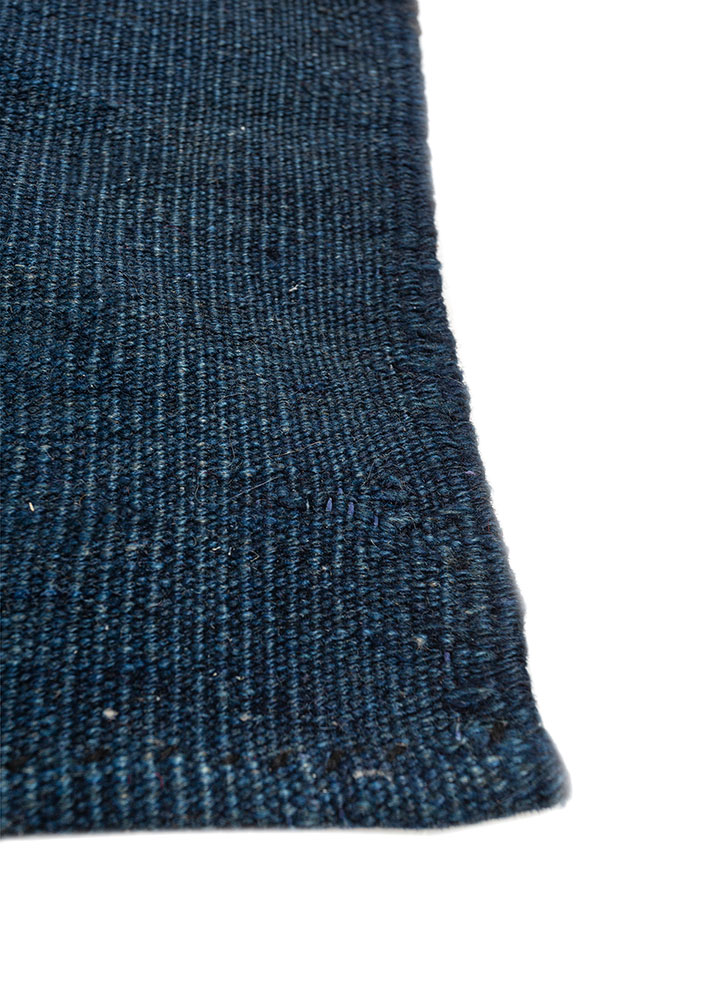 nayaab blue wool flat weaves Rug - Corner