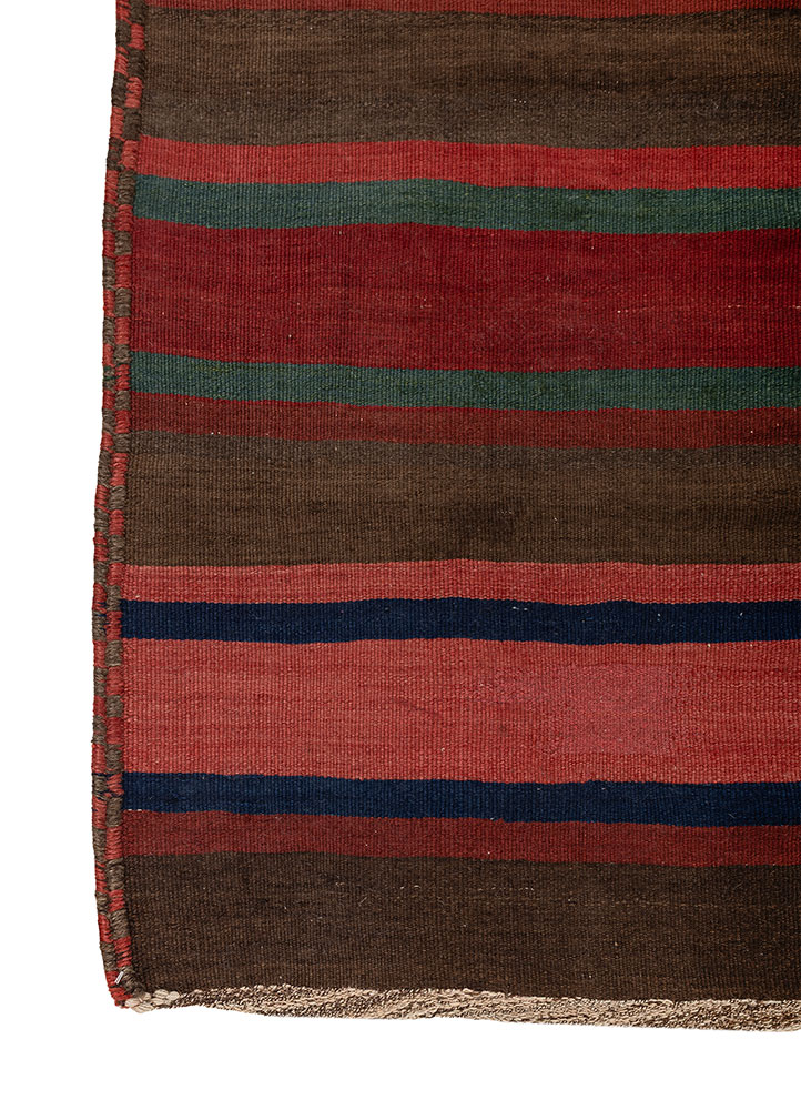 nayaab beige and brown wool flat weaves Rug - Corner