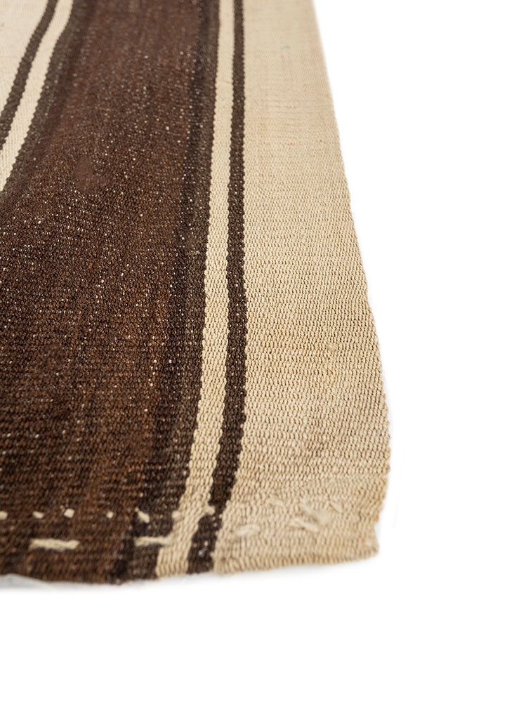 nayaab beige and brown wool flat weaves Rug - Corner