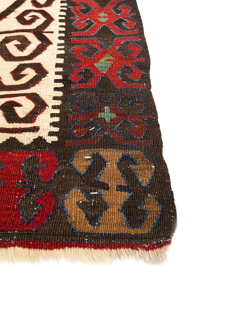 nayaab blue wool flat weaves Rug - Corner