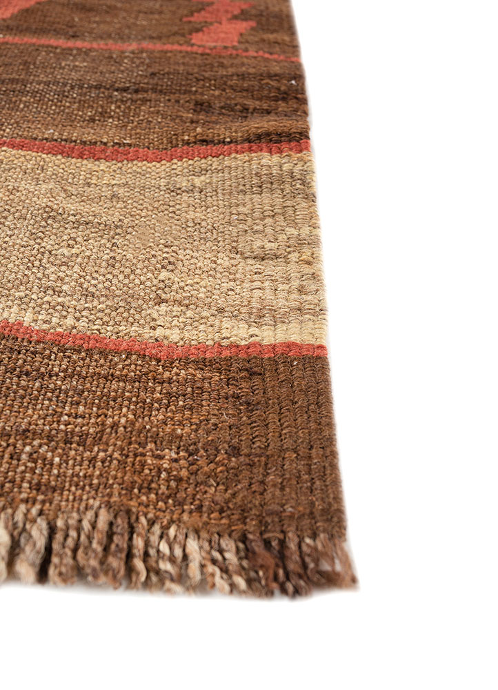 nayaab red and orange wool flat weaves Rug - Corner