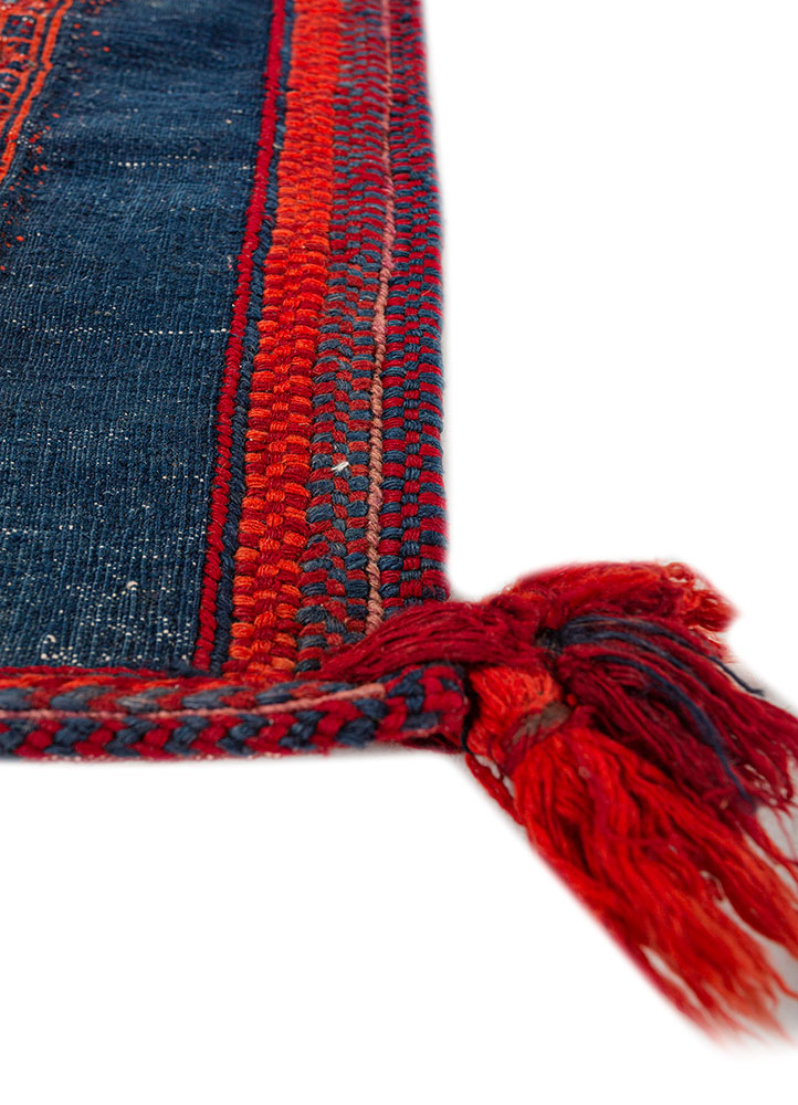 nayaab blue wool flat weaves Rug - Corner