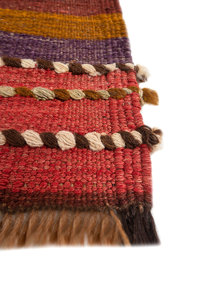nayaab pink and purple wool flat weaves Rug - Corner