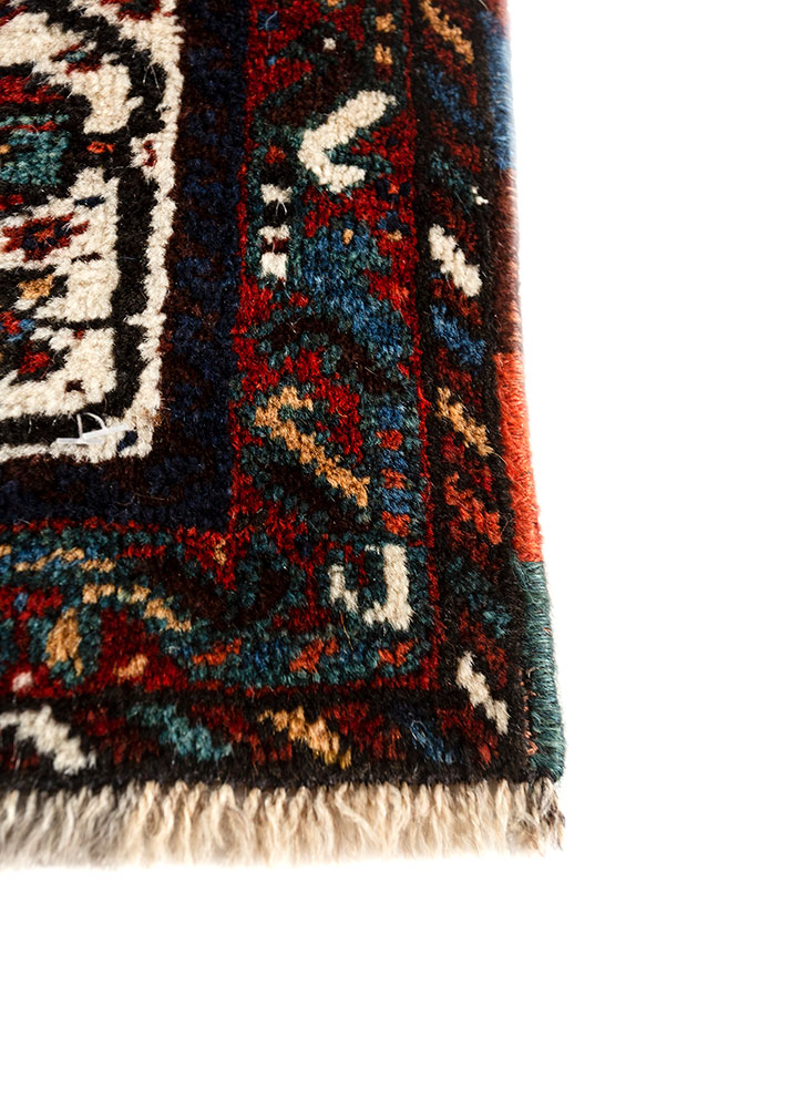 aalam blue wool hand knotted Rug - Corner