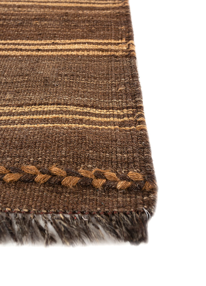 nayaab beige and brown wool flat weaves Rug - Corner