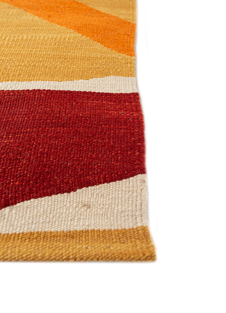 nayaab gold wool flat weaves Rug - Corner