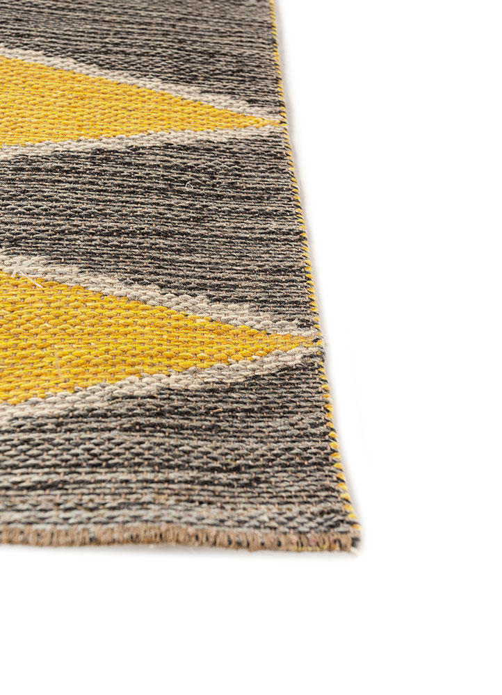 nayaab gold wool flat weaves Rug - Corner