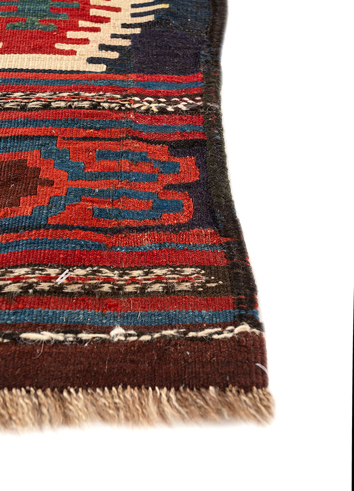 nayaab red and orange wool flat weaves Rug - Corner