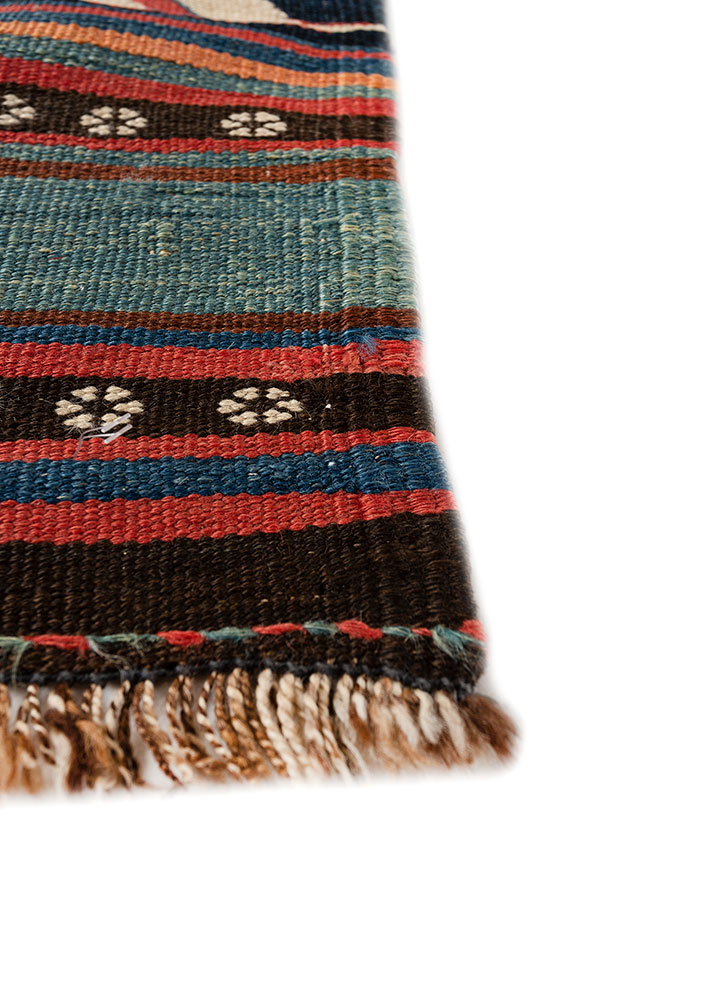 nayaab red and orange wool flat weaves Rug - Corner