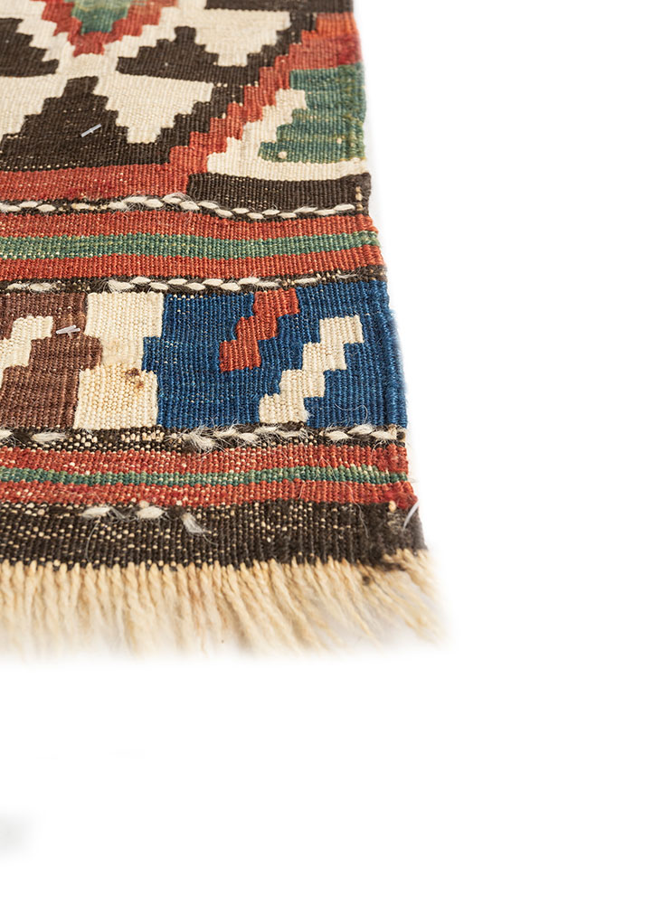 nayaab red and orange wool flat weaves Rug - Corner