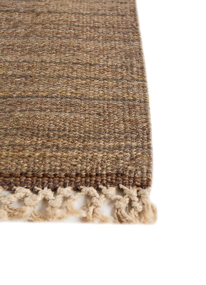 nayaab beige and brown wool flat weaves Rug - Corner