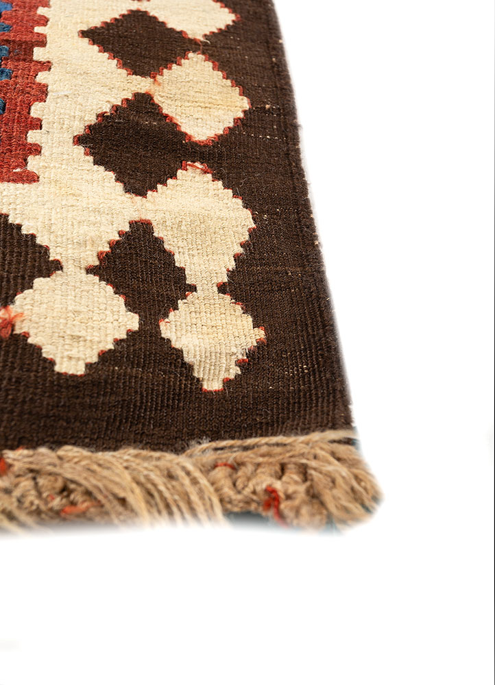 aalam red and orange wool hand knotted Rug - Corner