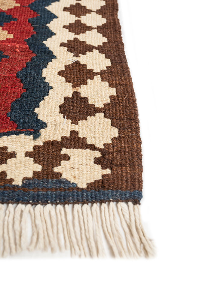 nayaab pink and purple wool flat weaves Rug - Corner