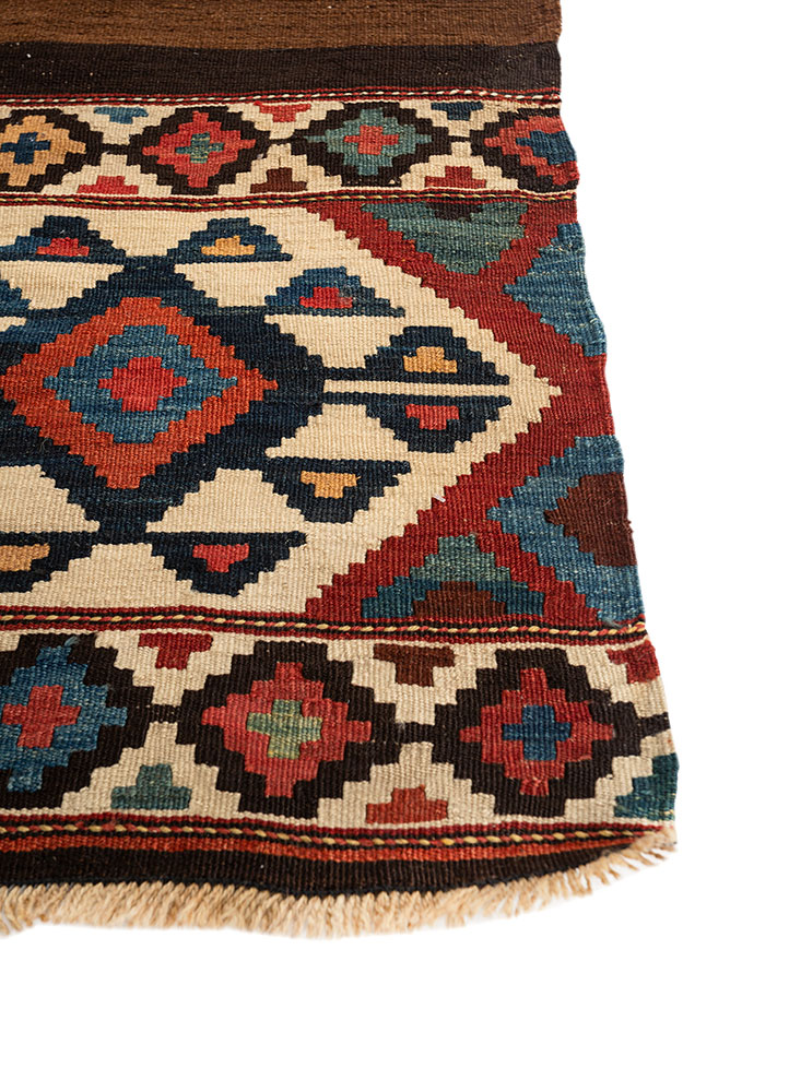 nayaab pink and purple wool flat weaves Rug - Corner