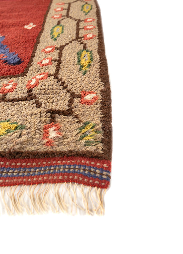 nayaab red and orange wool flat weaves Rug - Corner