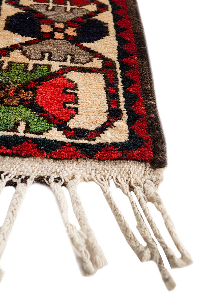 aalam red and orange wool hand knotted Rug - Corner