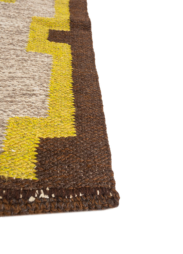 nayaab grey and black wool flat weaves Rug - Corner