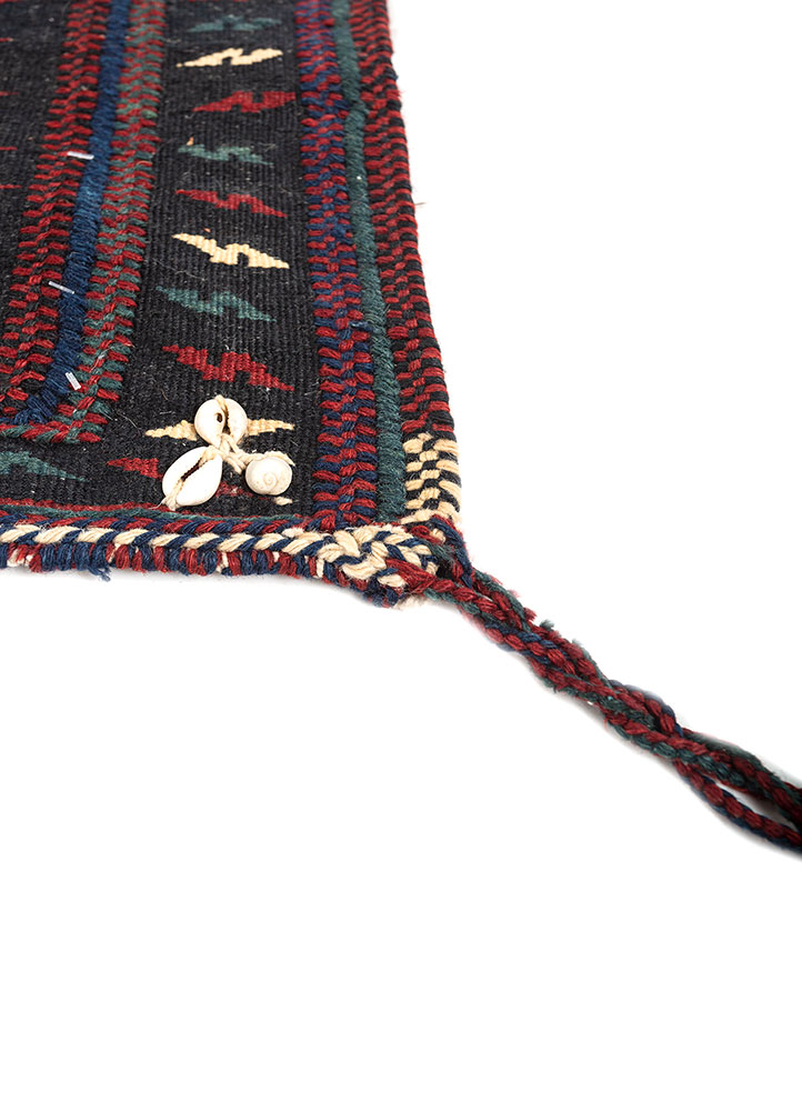 nayaab red and orange wool flat weaves Rug - Corner