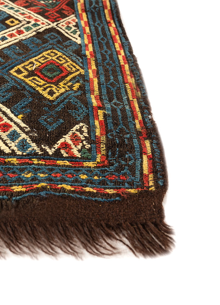 nayaab beige and brown wool flat weaves Rug - Corner