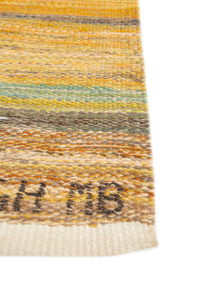 nayaab gold wool flat weaves Rug - Corner