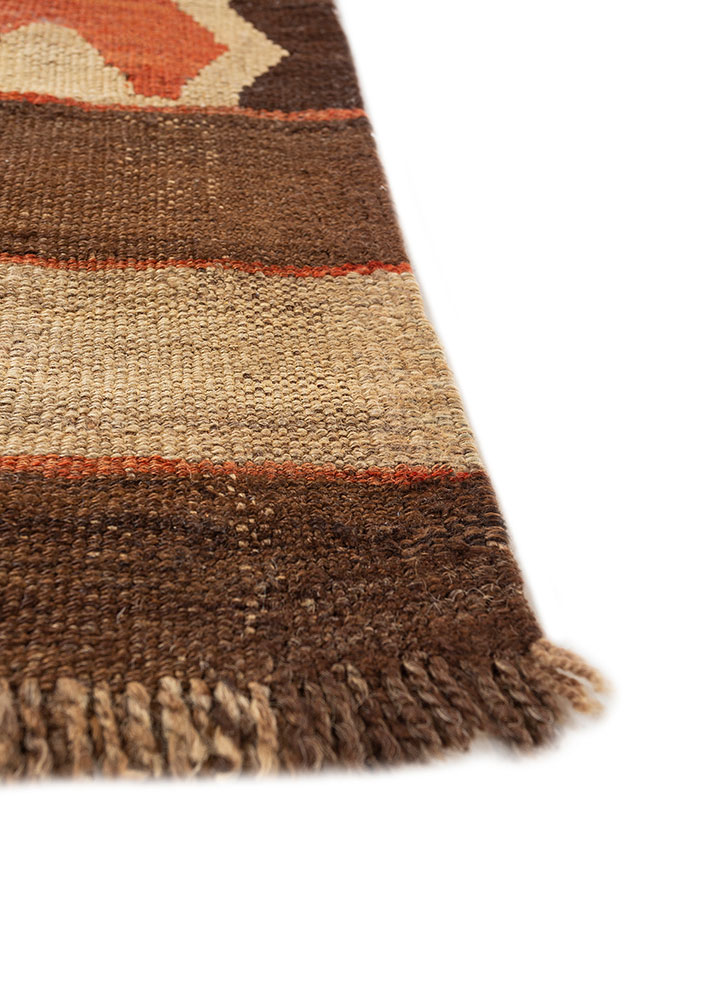 nayaab red and orange wool flat weaves Rug - Corner