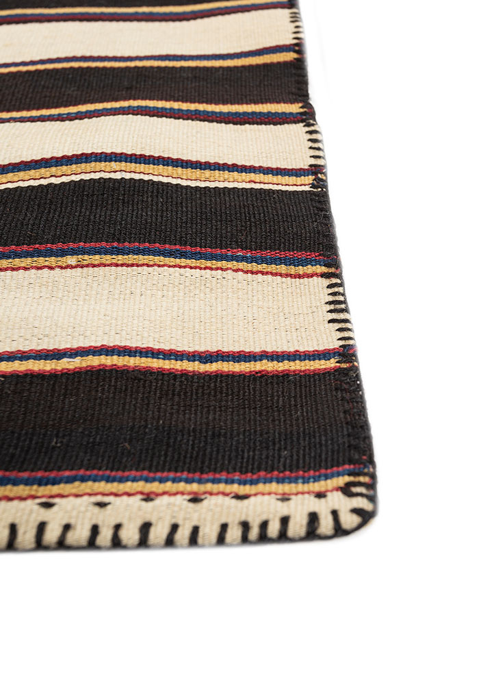 nayaab grey and black wool flat weaves Rug - Corner