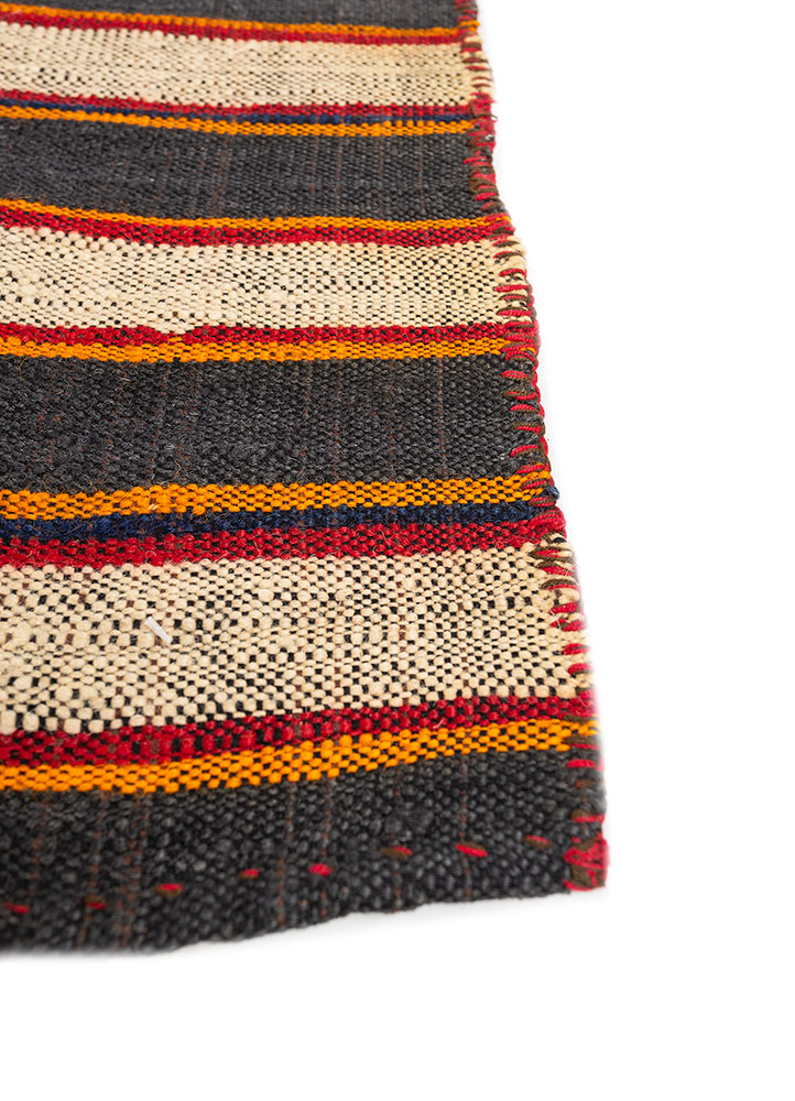 nayaab red and orange wool flat weaves Rug - Corner
