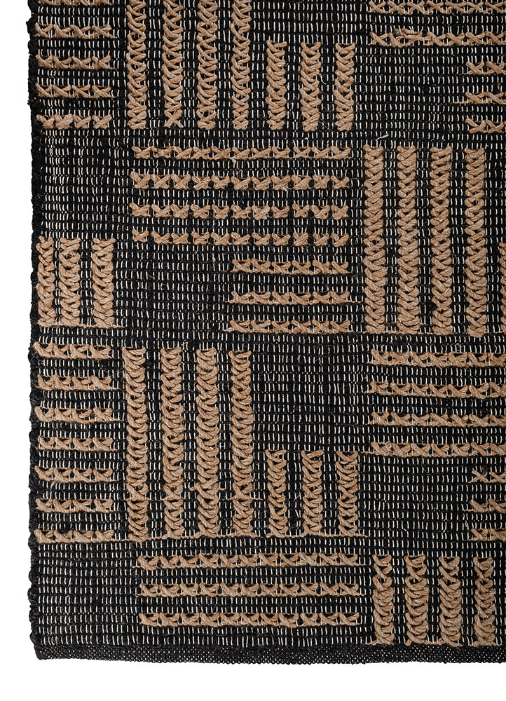 nomadic threads grey and black jute and hemp flat weaves Rug - Corner