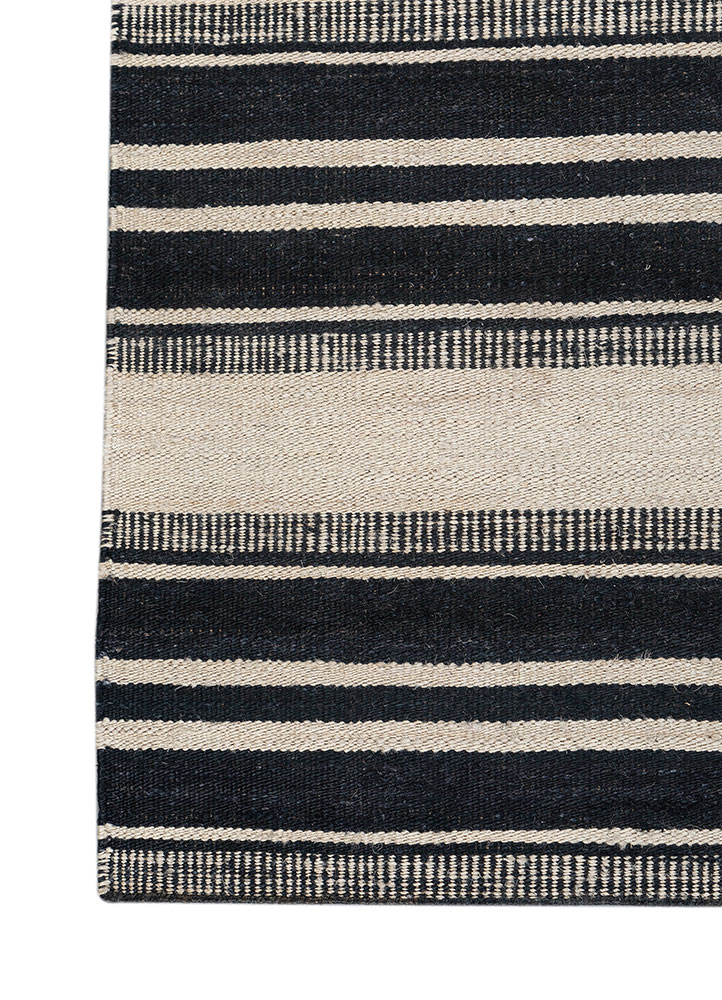 nomadic threads grey and black jute and hemp flat weaves Rug - Corner