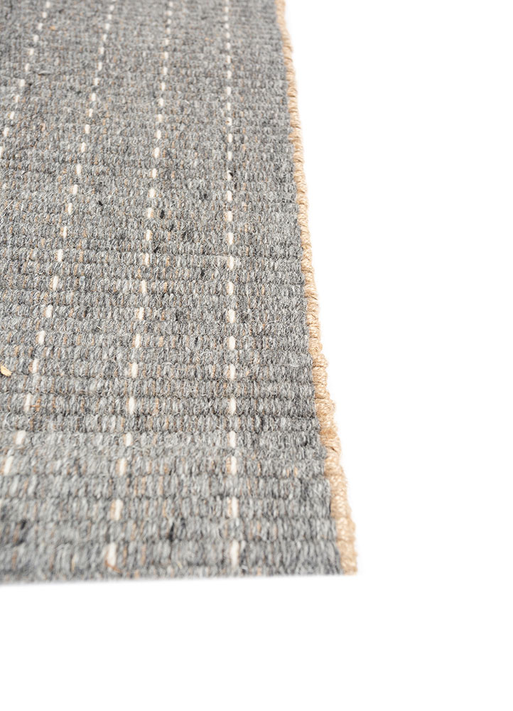 abrash grey and black wool flat weaves Rug - Corner